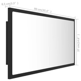 vidaXL Lustro łazienkowe z LED, szare, 90x8,5x37 cm, akryl