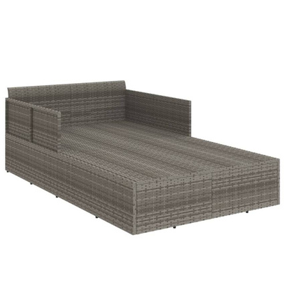 vidaXL Leżak z poduszką, szary, 182x118x63 cm, rattan PE