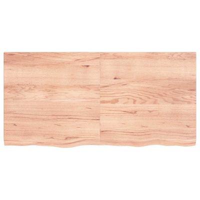 Półka, brązowa, 120x60x(2-4) cm, lakierowane lite drewno dębowe