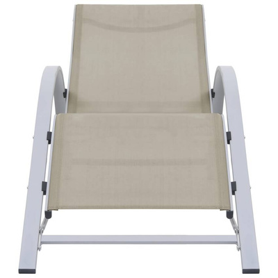 vidaXL Leżaki ze stolikiem, 2 szt., aluminium, kremowe