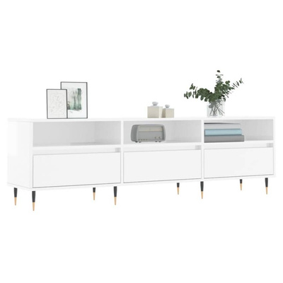 vidaXL Szafka pod TV, wysoki połysk, biała, 150x30x44,5 cm
