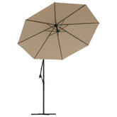 vidaXL Parasol wiszący z LED i stalowym słupkiem, 300 cm, taupe