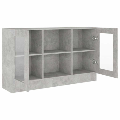 Witryna, szarość betonu 120x30,5x70 cm, materiał drewnopochodny
