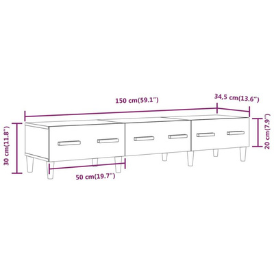 vidaXL Szafka pod TV, biała, 150x34,5x30 cm, materiał drewnopochodny