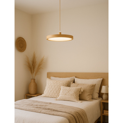 Lampa wisząca Abigali Woody 18W drewniana okrągła