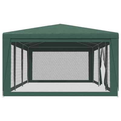 vidaXL Namiot imprezowy z 8 ścianami z siatki, zielony, 9x4 m, HDPE