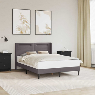 Ramka łóżka z paskami LED Szary 160 x 200 cm Ekoskóra