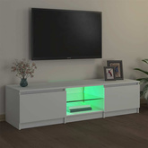 Szafka pod TV z oświetleniem LED, biała, 140 x 40 x 36 cm