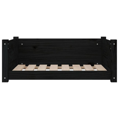 vidaXL Legowisko dla psa, czarne, 75,5x55,5x28 cm, lite drewno sosnowe