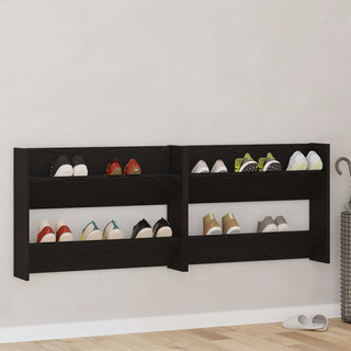 Szafka na buty z półką 2 pcs Czarny Dąb 83 x 18 x 60 cm