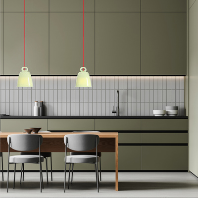 Lampa wisząca SEWILLA zielona - z ceramicznym kloszem - skandynawska lampa nad stół