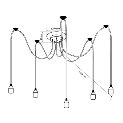 Lampa wisząca pająk ARANEA 5xE27 czarny EDO777188 EDO Solutions