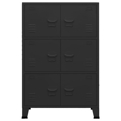 Industrialna szafka, czarna, 75x40x115 cm, metalowa