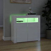 vidaXL Szafka z oświetleniem LED, biała, wysoki połysk, 80x35x75 cm