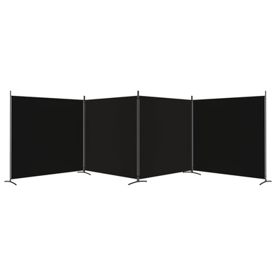 Parawan 4-panelowy, czarny, 698x180 cm, tkanina