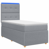 Łóżko z box spring LED z materacem jasnoszary 90 x 200 cm