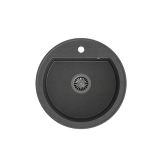 JOHNNY 210 GraniteQ zlewozmywak granitowy black dotted (czarny) 1 komorowy b/o (fi.51x18) z odpływem