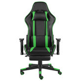 vidaXL Obrotowy fotel gamingowy z podnóżkiem, zielony, PVC