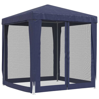 vidaXL Namiot imprezowy z 4 ścianami z siatki, niebieski, 2x2 m, HDPE