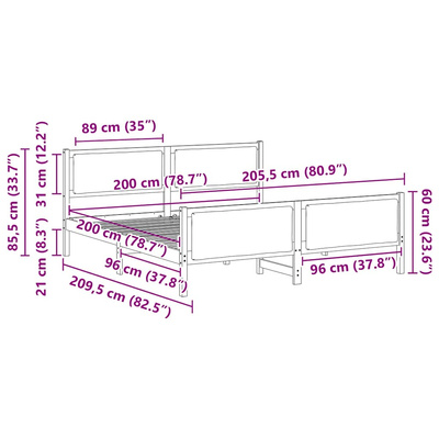 Ramka łóżka Z zagłówkiem Jasnoszary 200 x 200 cm tkanina