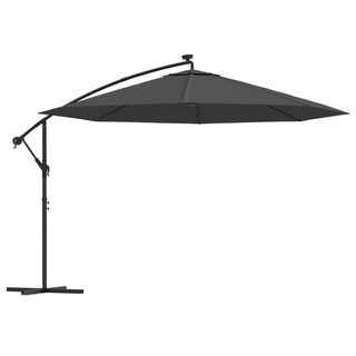 Parasol wiszący z LED i metalowym słupkiem, 350 cm, antracytowy