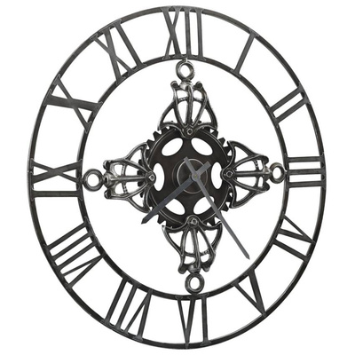 vidaXL Zegar ścienny, srebrny, 78 cm, metal