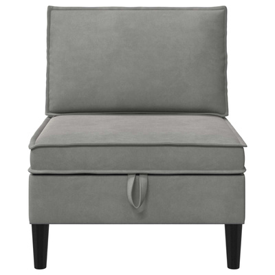 Środkowa sofa z miejscem do przechowywania jasnoszary Welur