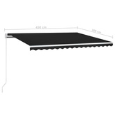 vidaXL Ręcznie zwijana markiza z LED, 450 x 300 cm, antracytowa