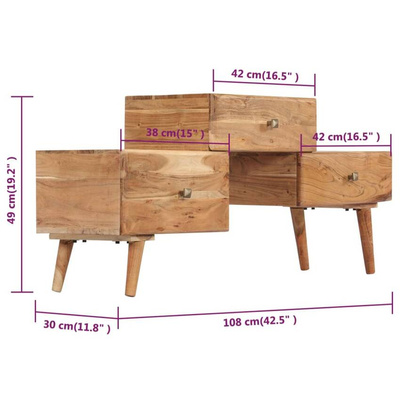 vidaXL Szafka pod TV, 108x30x49 cm, lite drewno akacjowe