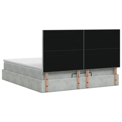 Łóżko z pojemnikiem i materacem LED jasnoszary 140 x 200 cm
