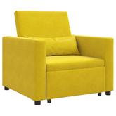 Rozkładana sofa jednoosobowa Żółty Aksamit