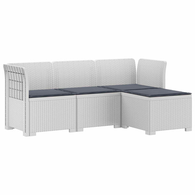 Sofa ogrodowa dla 4 osób z poduszkami w stylu rattanowym PP