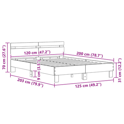 Ramka łóżka Czarny Dąb 120 x 200 cm Drewno inżynieryjne
