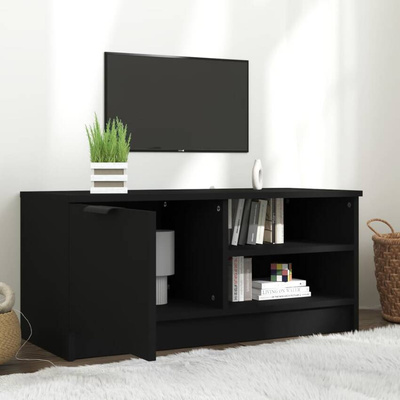 vidaXL Szafka pod TV, czarna, 80x35x36,5 cm, materiał drewnopochodny