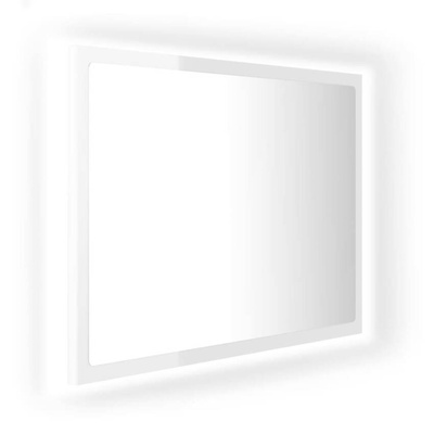vidaXL Lustro łazienkowe LED, wysoki połysk, białe, 60x8,5x37cm, akryl
