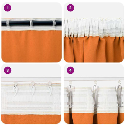 Firany blackout z kółkami 2 pcs Jasnopomarańczowy 140 x 140 cm