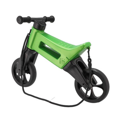 FWRider Super Sport 516514 Kolor: Green Metallic / Zielony metaliczny z czarnymi felgami Rowerek biegowy Jeździk 2w1 Ciche koła + Pasek do noszenia dla Rodzica