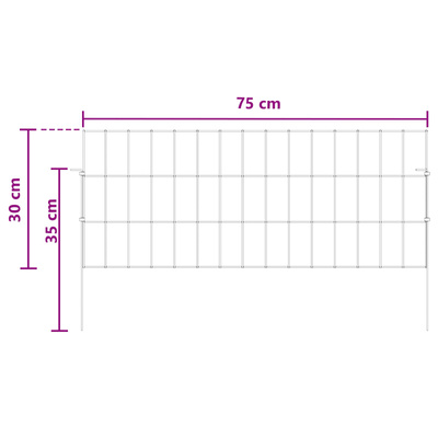 Ogrodzenie z palikami 48 szt. 75 x 30 cm Stal ocynkowana