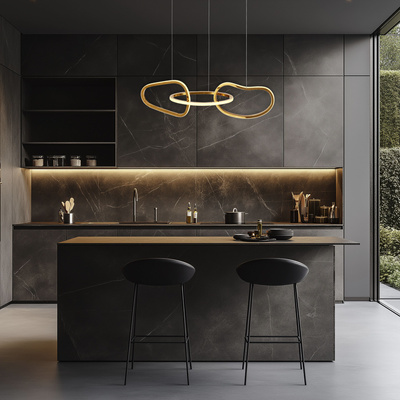 Lampa wisząca ANNELI elegancka – złota nieregularna forma 80 cm – designerska lampa salonu i jadalni LED 3000K