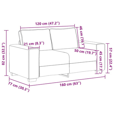 Sofa 2-osobowa Czarna 160x77x82 cm Tkanina