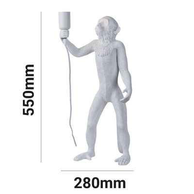 Lampa Stołowa Biała Małpa 55cm Abruzzo Cezar E27