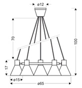 Lampa wisząca More czarno-złota metalowa 5-płomienna do salonu