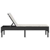 Leżak z poduszką Czarny 55x200x44cm polirattan