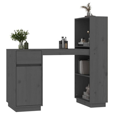 vidaXL Biurko, szare, 110x53x117 cm, lite drewno sosnowe