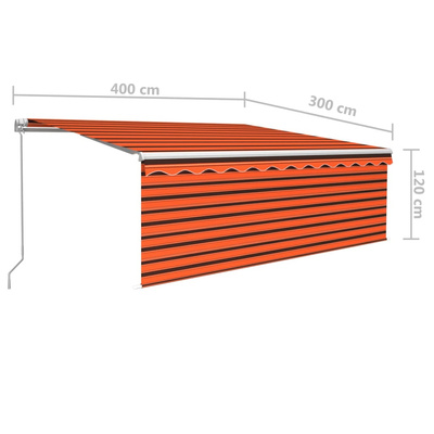 vidaXL Ręcznie zwijana markiza z zasłoną, 4x3 m, pomarańczowo-brązowa