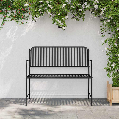 Ławka ogrodowa 2 -Seater 103,5 x 51,5 x 90 cm Stal Czarny