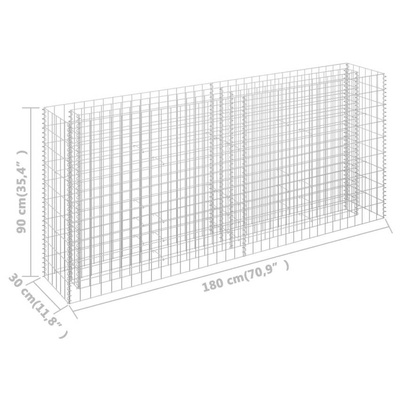 vidaXL Podwyższona donica gabionowa, galwanizowana stal, 180x30x90 cm