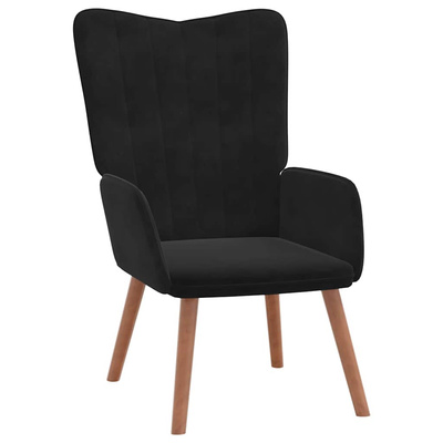 Fotel z podnóżkiem, czarny, obity aksamitem model standard