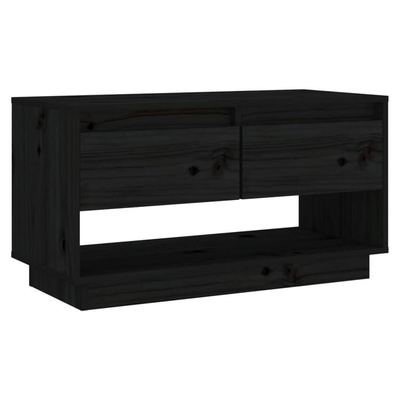 vidaXL Szafka pod TV, czarna, 74x34x40 cm, lite drewno sosnowe