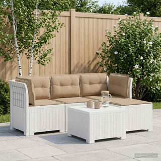 Sofa ogrodowa dla 4 osób z poduszkami w stylu rattanowym PP